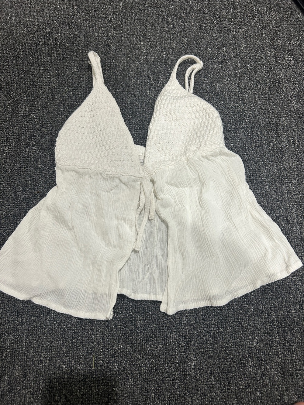 Garage White Crochet Bodice Babydoll Chemise